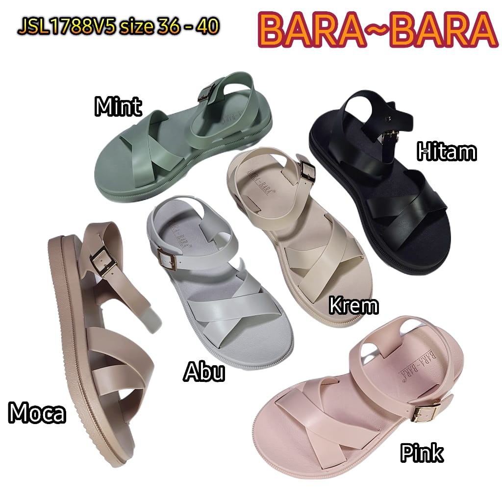 jelly sandal tali wanita barabara karet import sendal cewek bara bara JSL1788V5