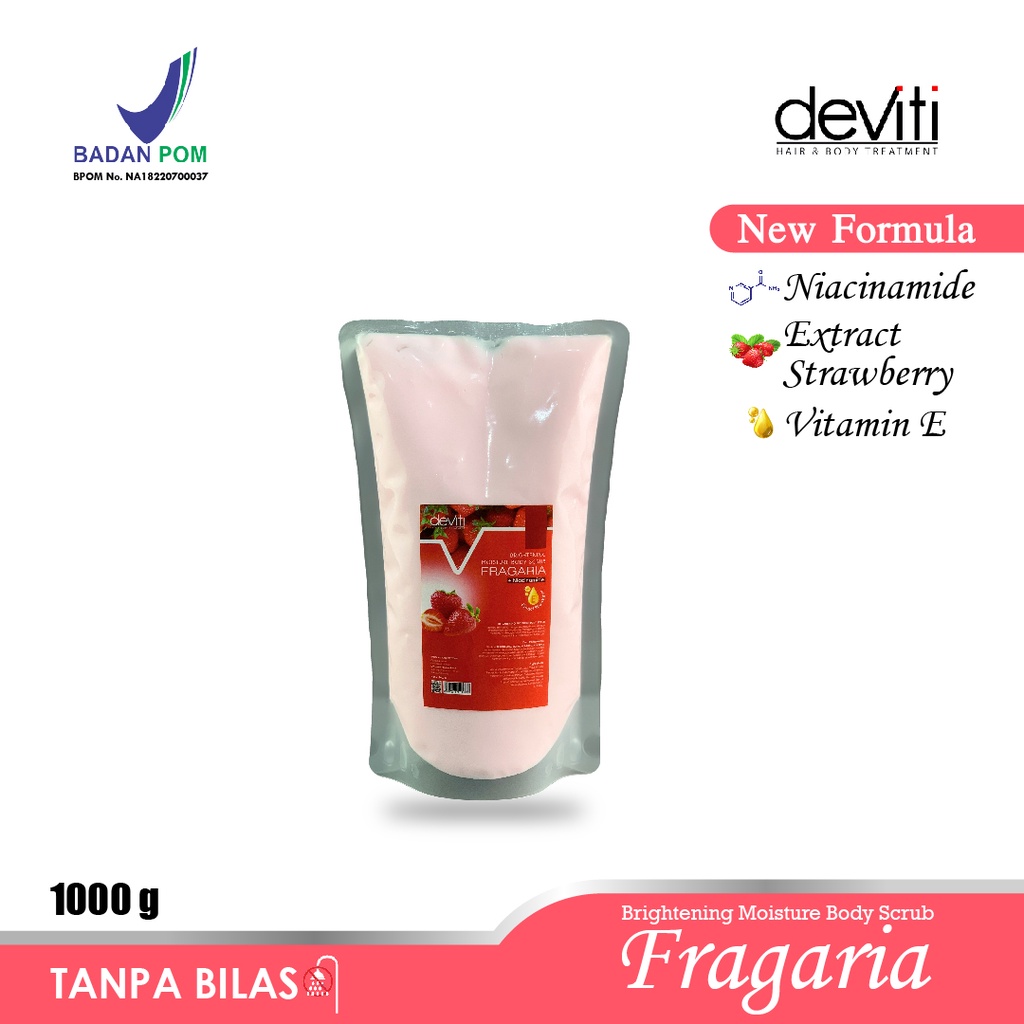 Deviti Refill 1Kg Moisture Body Scrub Fragaria Mencerahkan Kulit