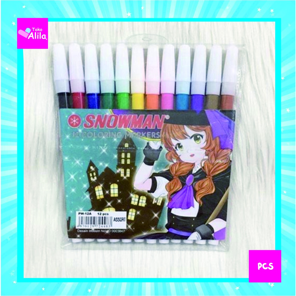 

Spidol Marker / Spidol Snowman Set 12 Warna