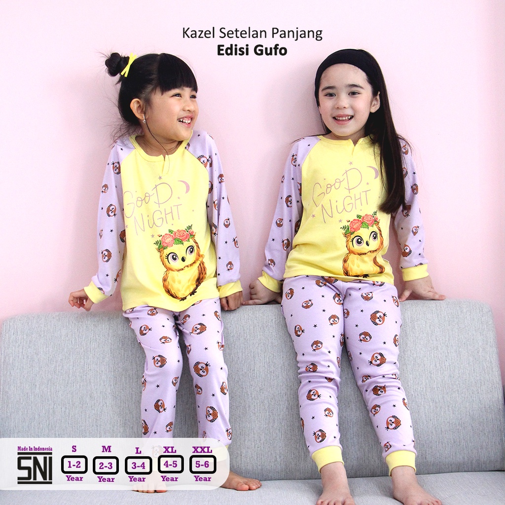 Kazel Piyama Panjang Anak 1-5 Tahun / Setelan Baju Tidur Motif Anak SML XL XXL By Kazel