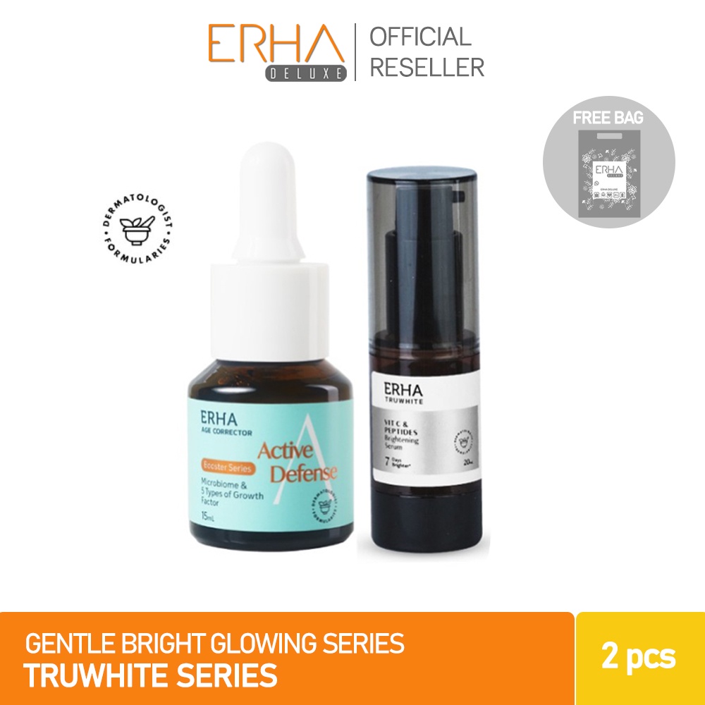 ERHA Paket Glowing Wajah - Vitamin C Brightening Serum + Gentle Bright Essence