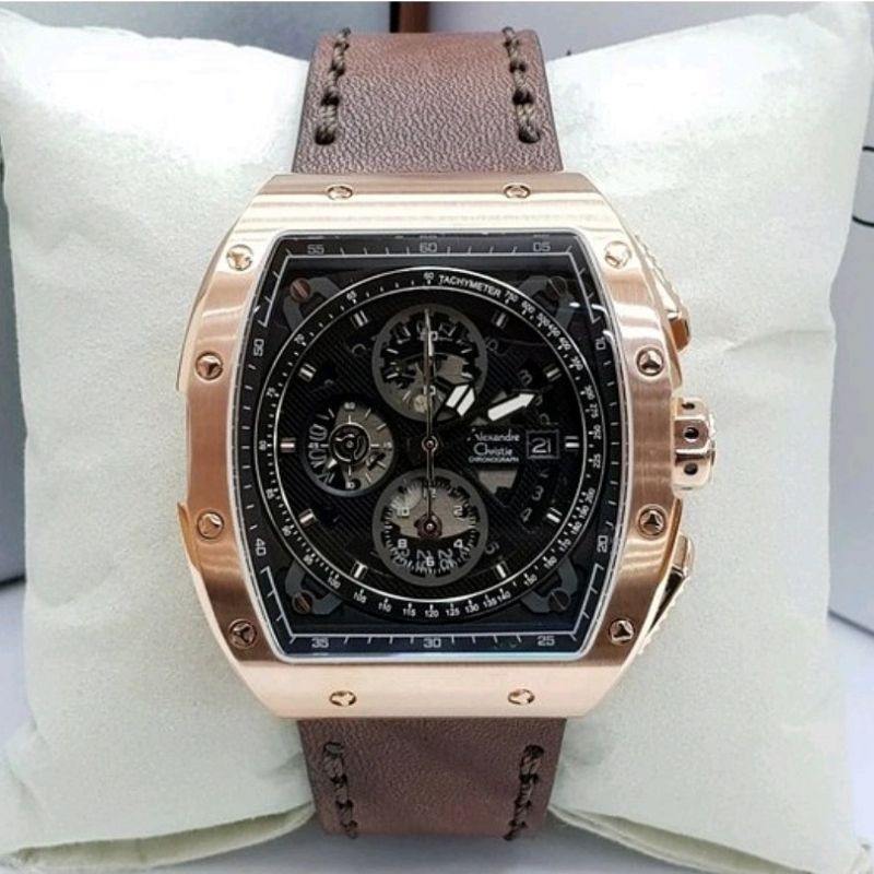 Jam Tangan Alexandre Christie AC 6411 Pria / AC6411 MC Rose Gold Original