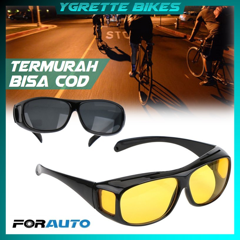 YGRETTE - FORAUTO Kacamata Sepeda Cycling Night Vision UV Protection - NJ07470 - Black/Black Yellow