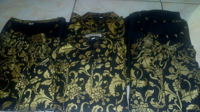 Couple Gamis Katun Motif Batik Hitam Putih Hitam Kuning Lengan Lonceng
