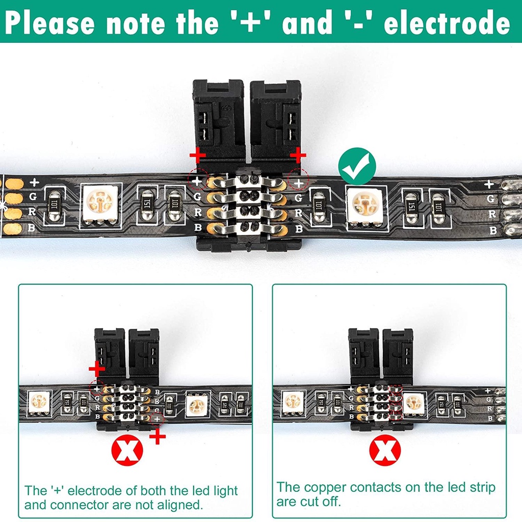 Nanas 10 /20/50PCS Konektor Strip Lampu LED PBC Gapless Solderless Adaptor 4-Pin