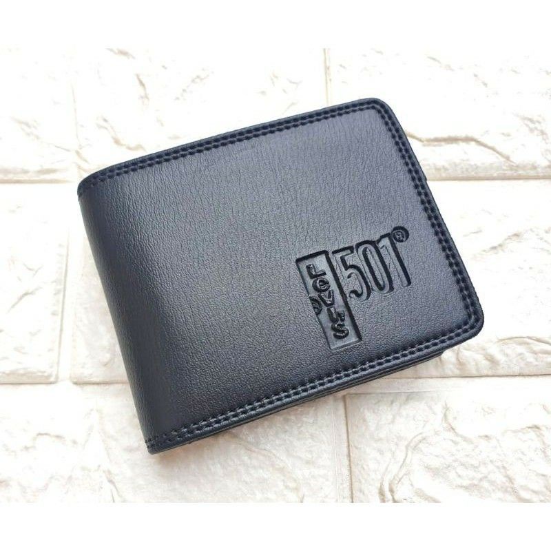 Dompet Pria Lipat Model Pendek Lvs Hitam Emboss Murah