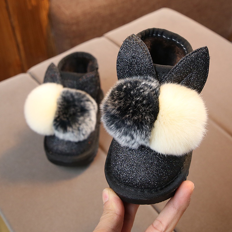 Sepatu Boots Anak Perempuan POMPOM Fashion Winter Boot Korean Style Import