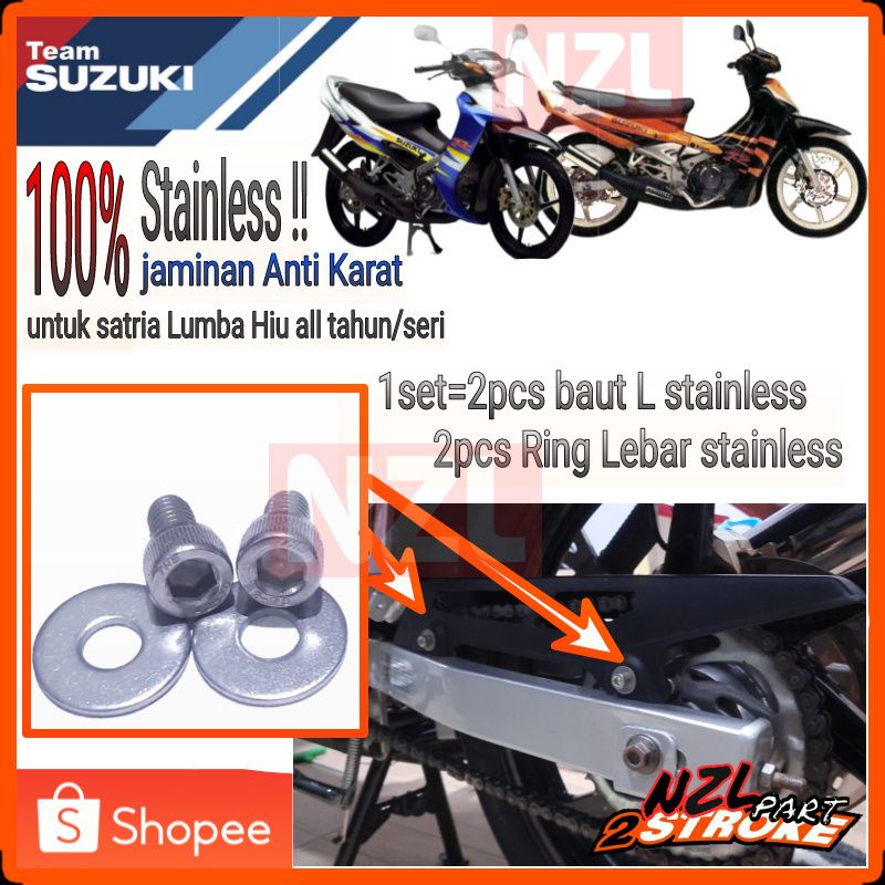 baut ring L stainless stainlis stainliss set cover tutup keteng rantai arm swingarm suzuki satria DD