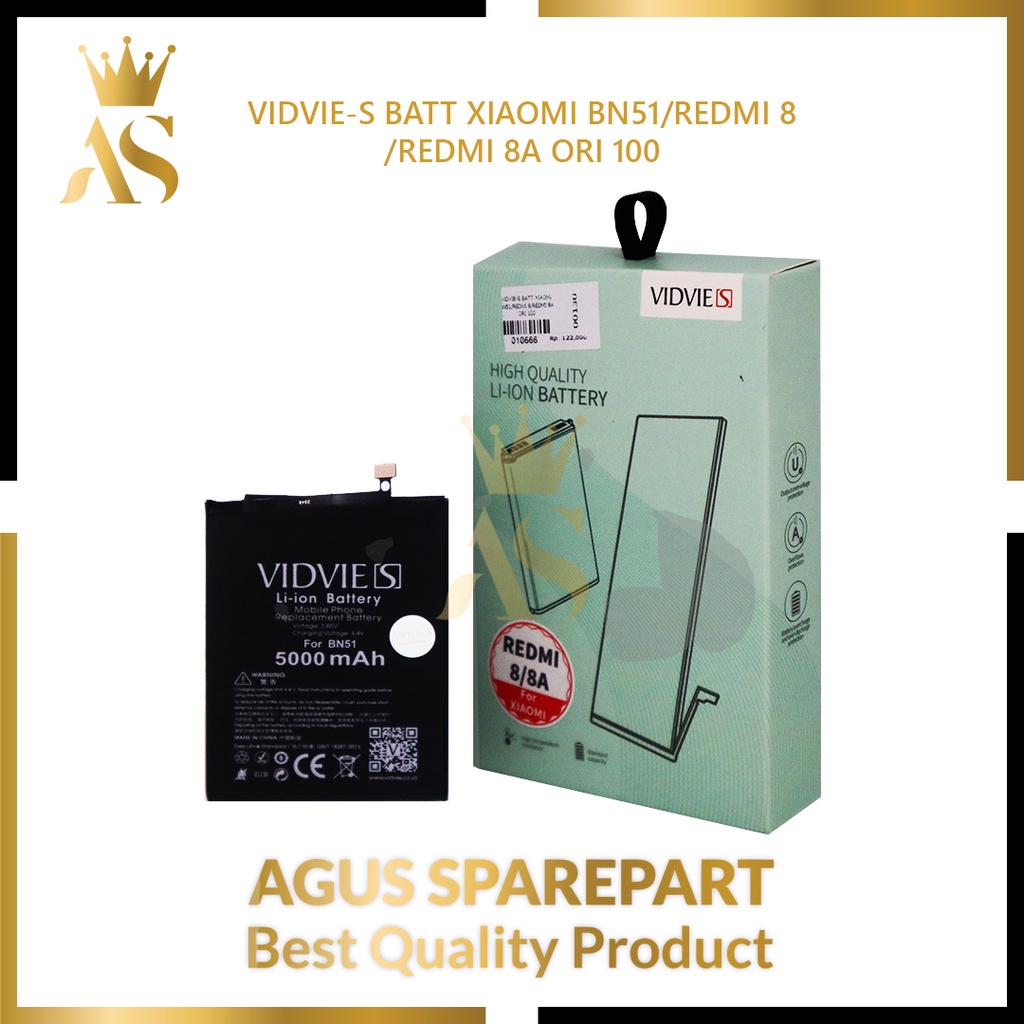 VIDVIE-S BATERAI XIAOMI BN51 / REDMI 8 / REDMI 8A ORI 100 / BATTERY / BATRE