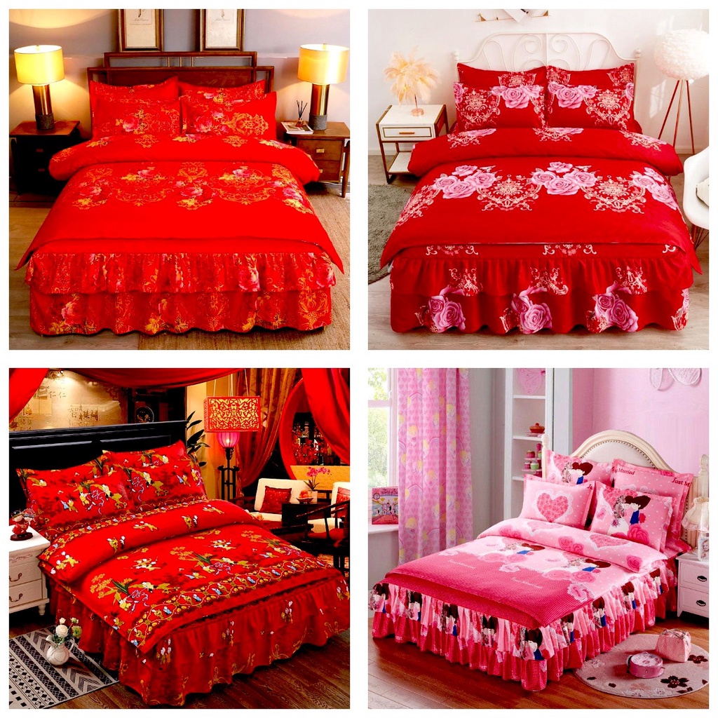 Sprei Rumbai Plus Sarung Bed Cover Hantaran Pernikahan Mewah dan Aesthetic Motif UK 180X200