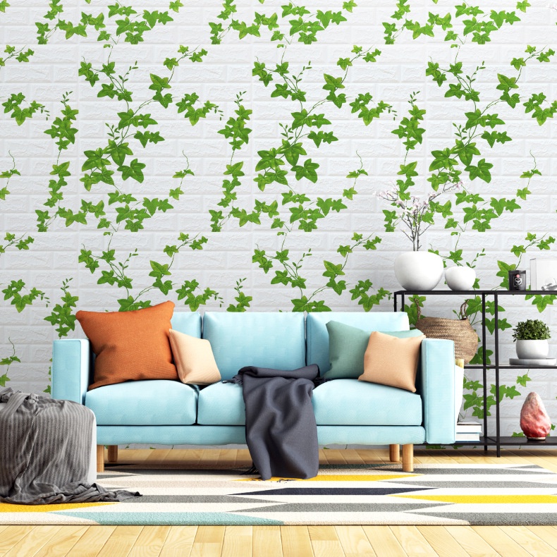 Wallpaper Dinding Foam 3D Motif Daun Merambat 70x77cm