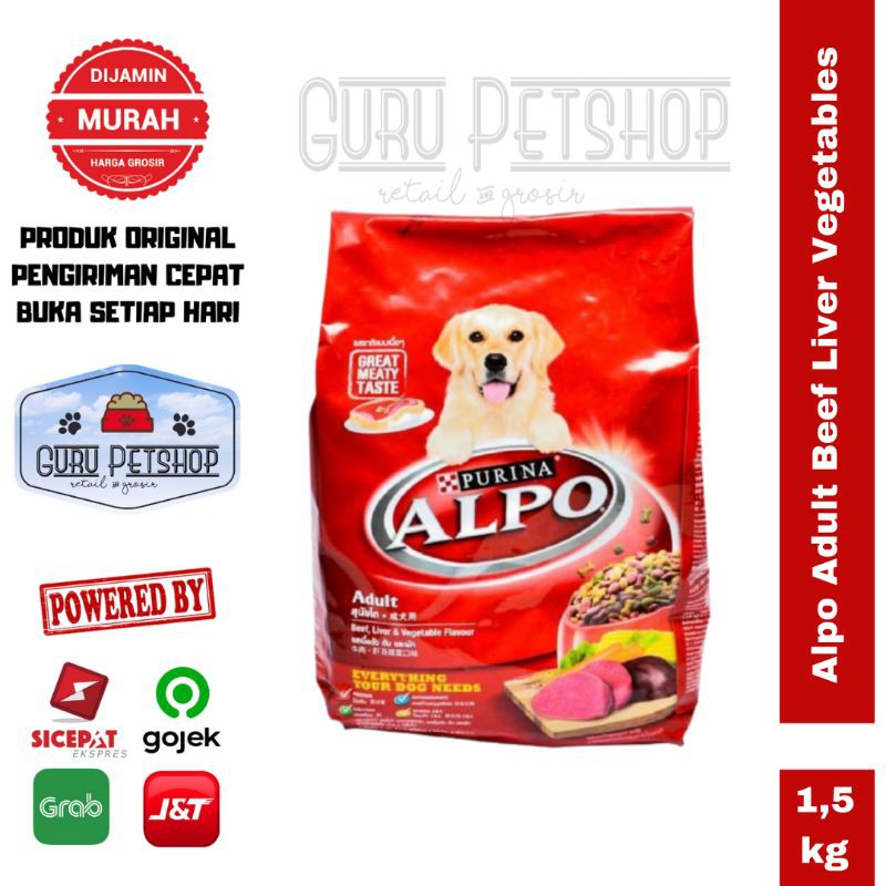 Alpo Adult Beef Liver Vegetable 1,5kg Makanan Anjing Alpo Beef 1.5kg Freshpack