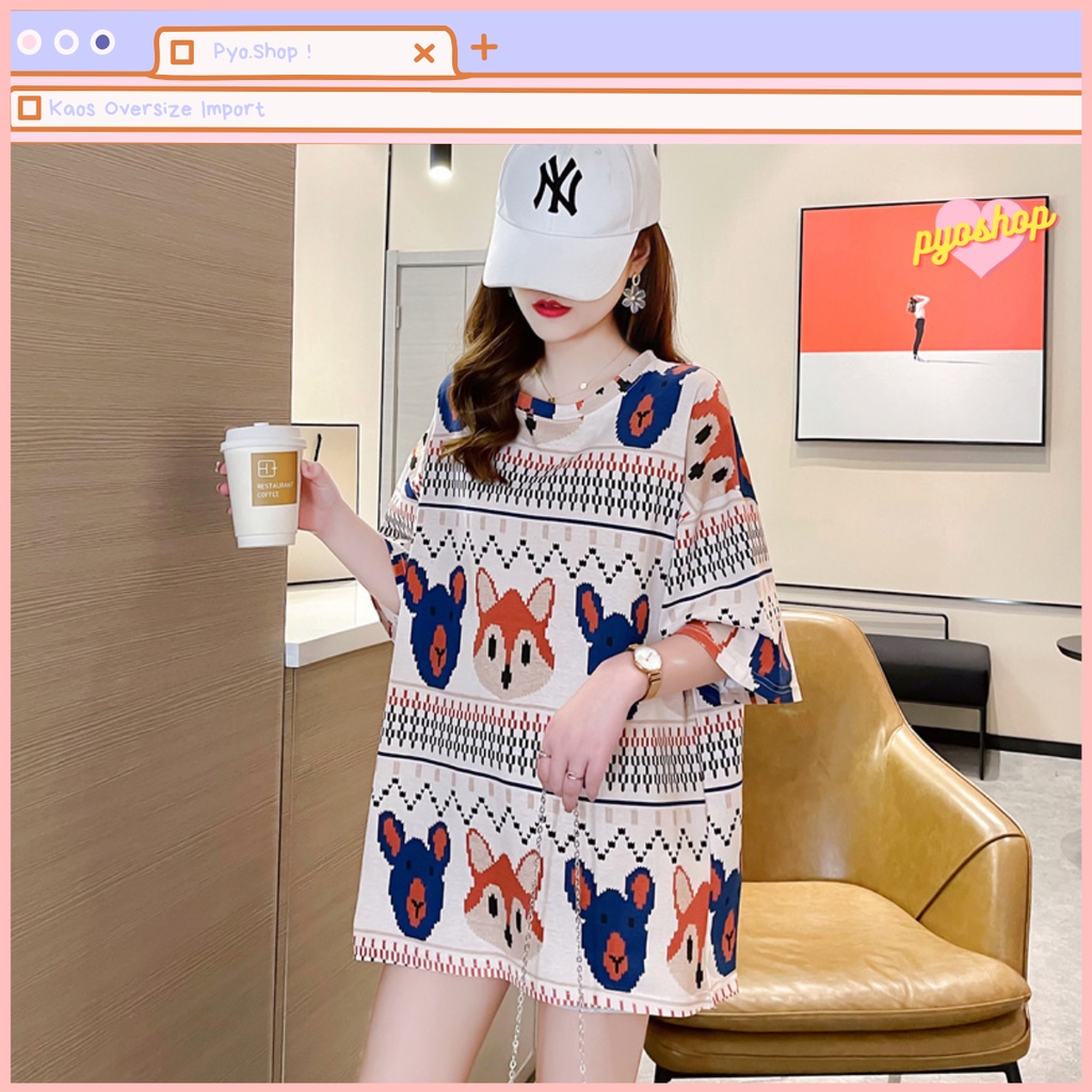 Oversize Tee Tshirt Kaos Import Longgar Motif RUBAH GAME