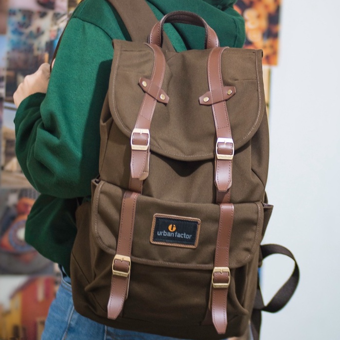 MIX UP BROWN |ManNeedMe x URBAN| Tas Ransel Pria Wanita Tas Backpack ORIGINAL