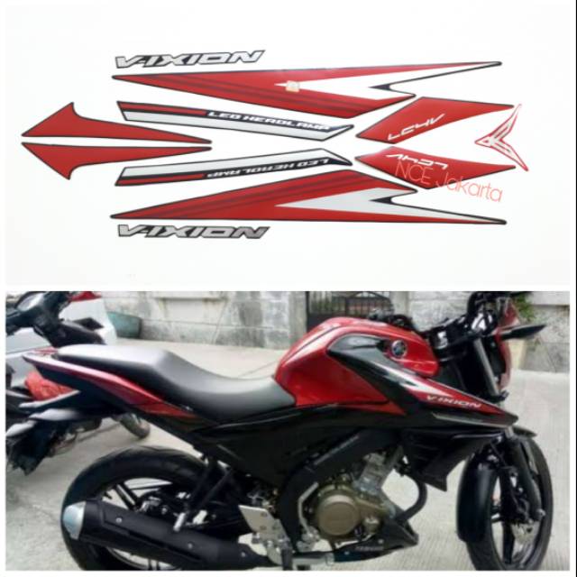 STIKER STRIPING VIXION 2017 MERAH HITAM