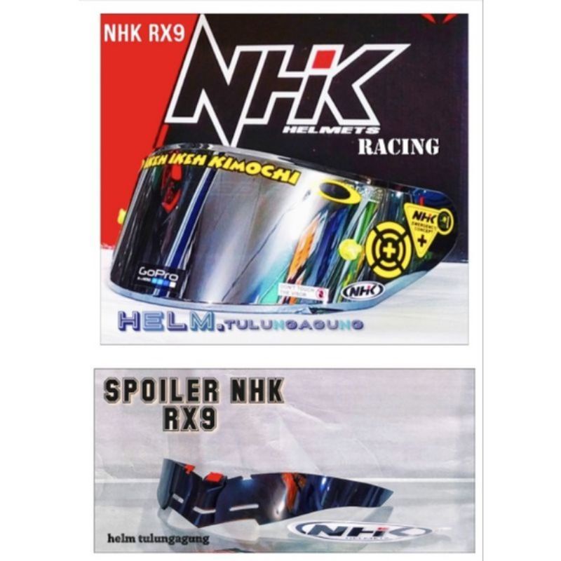 Paket Flat visor  + Spoiler NHK RX9 / Gm Race pro ( gratis sticker visor )