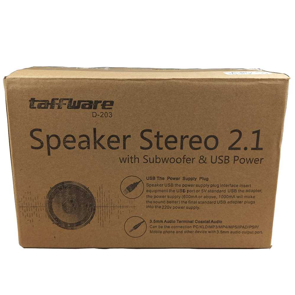 PROMO Speaker Stereo 2.1 with Subwoofer &amp; USB Power - D-203 Taffware P4SK01BK