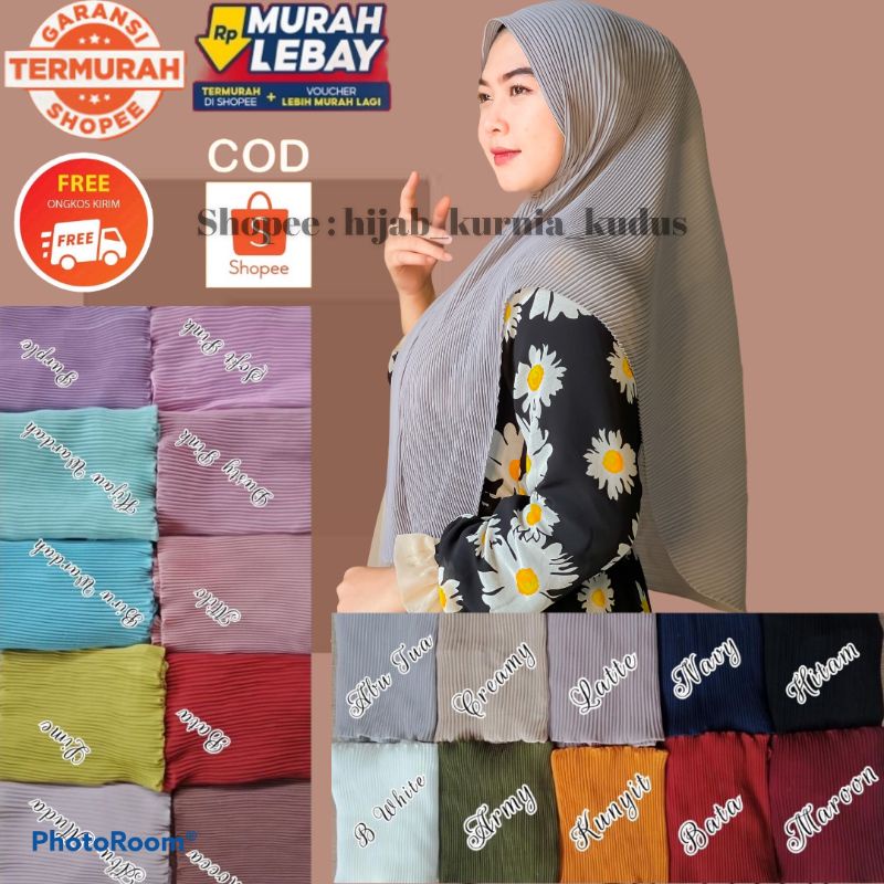 bergo plisket ceruty babydoll armani jahit tepi // bergo plisket // plisket // bergo // pashmina