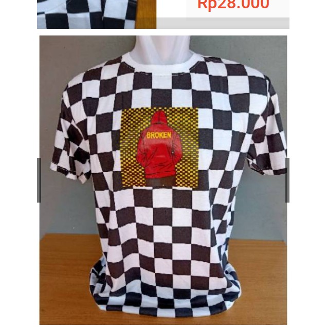 Kaos catur distro motif kotak broken