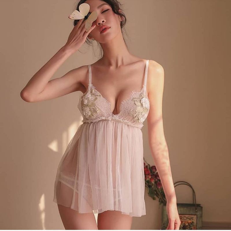 DeSecrettz LIZA Baju Tidur Wanita Dewasa Sexy, Model Babydoll, Includes Lingerie Sexy &amp; G String