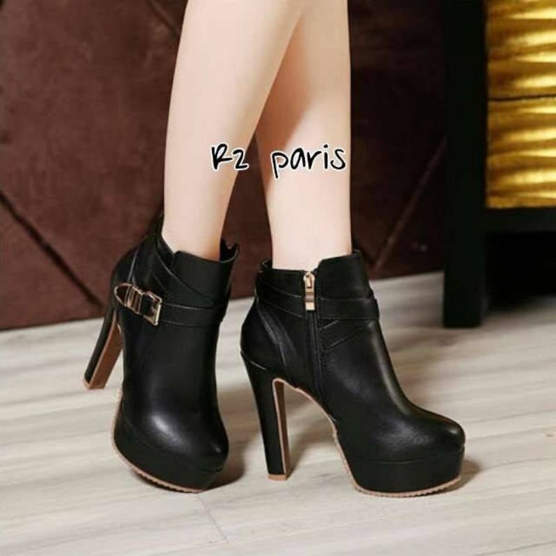 sepatu heels boot fashion wanita termurah elegan kekinian musim dingin