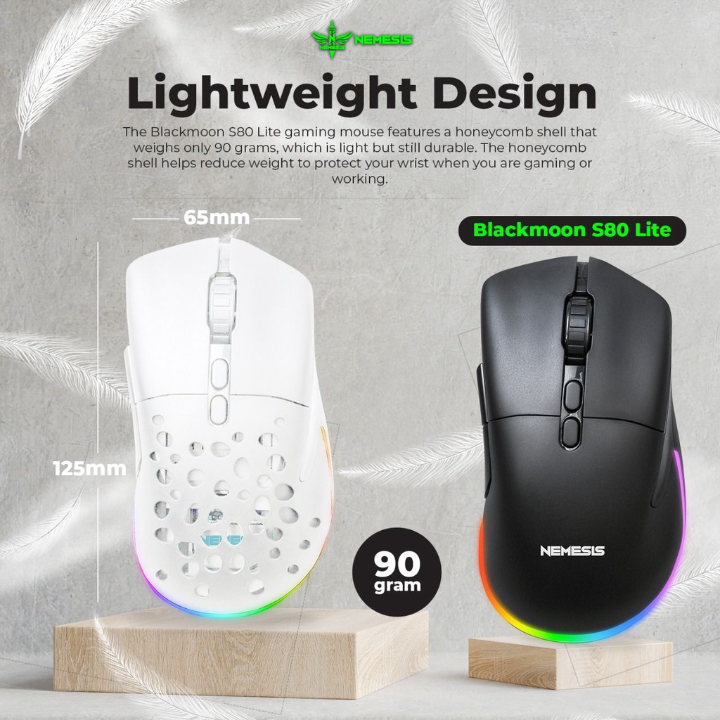 Mouse Gaming Wireless NYK Nemesis S80 Lite Blackmoon