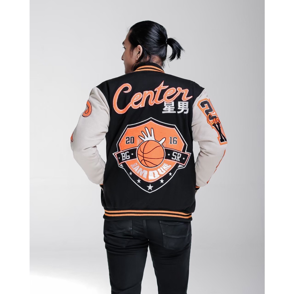 Jaket Varsity CENTER X-07 Jaket Baseball BGSR Original Unisex Cewek Cowok Versity Baseball Pria