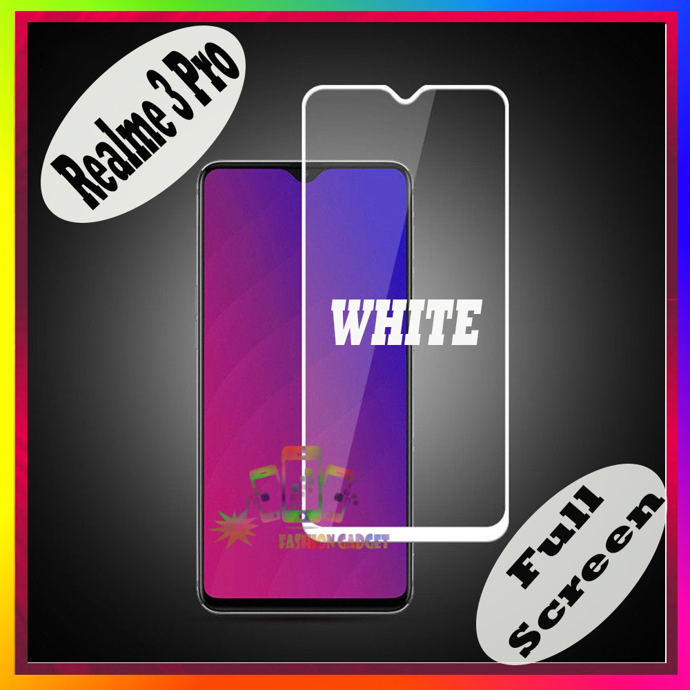 Tempered Glass Realme 3 Pro Full Screen Temper Full Layar Antigores Kaca Pelindung Layar Temper Realme 3 Full Black  Temper Realme 3 Full White Temper Realme 3 Anti Blue