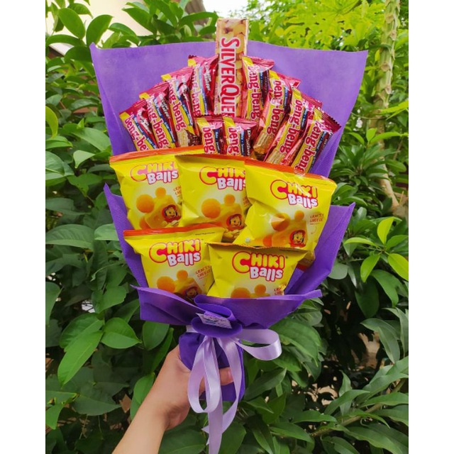 Buket bengbeng silverqueen chiki balls ENAK lengkap/paket/bingkisan Snack Ulang Tahun/Ultah/ Wisuda/Kado/Hadiah