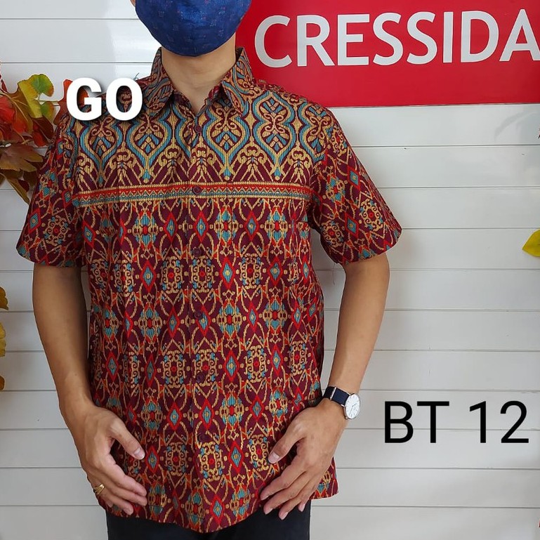 gof CRESSIDA KEMEJA BATIK Pakaian Pria Atasan Kemeja Hem Casual Reguler Original Lengan Pendek Bagus