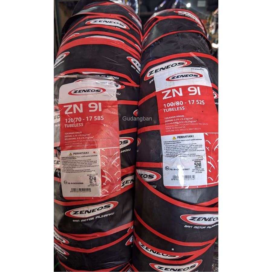 ( PAKET 2 BAN R17 ) ZN91 100 80 17 & 120 70 17 ZENEOS motor cbr byson Ninja KLX Supermoto TUBELESS