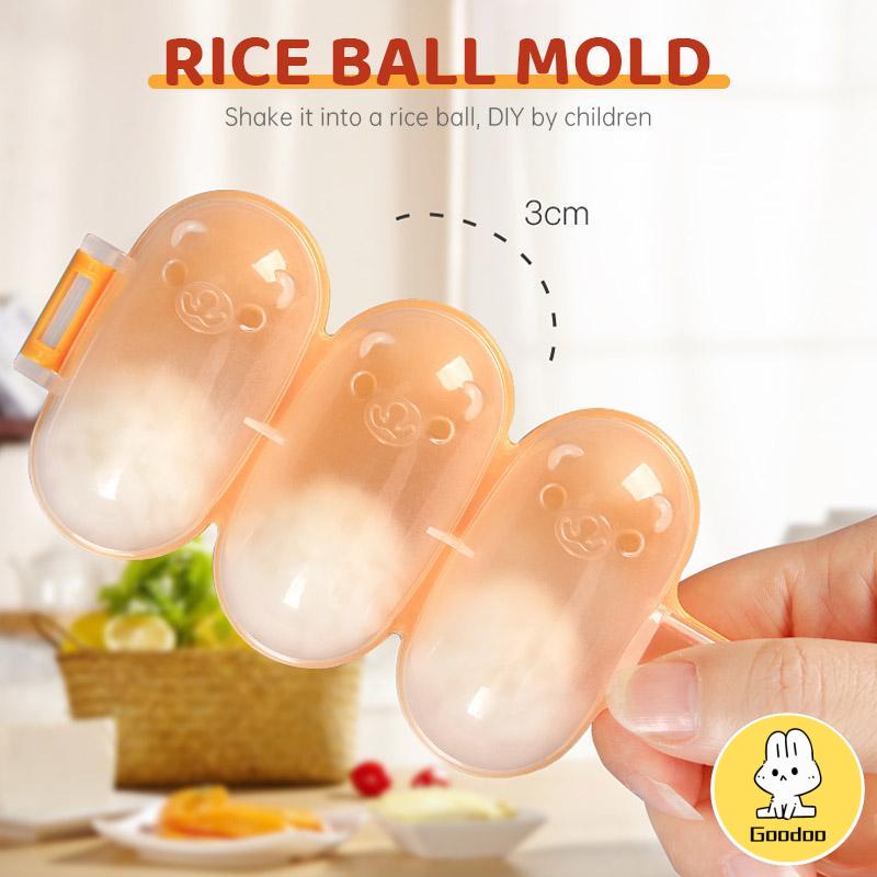 Bola Kecil Cetakan Bola Nasi 3 Kotak Sushi Balls Anak-anak Bakso DIY Cetakan Goyang -Doo