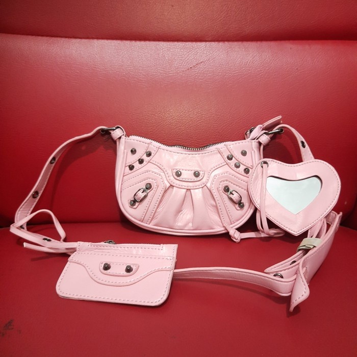 Tas Balen Ola mini Hobo Le cagole ada talpan dan kaca, embos size 18