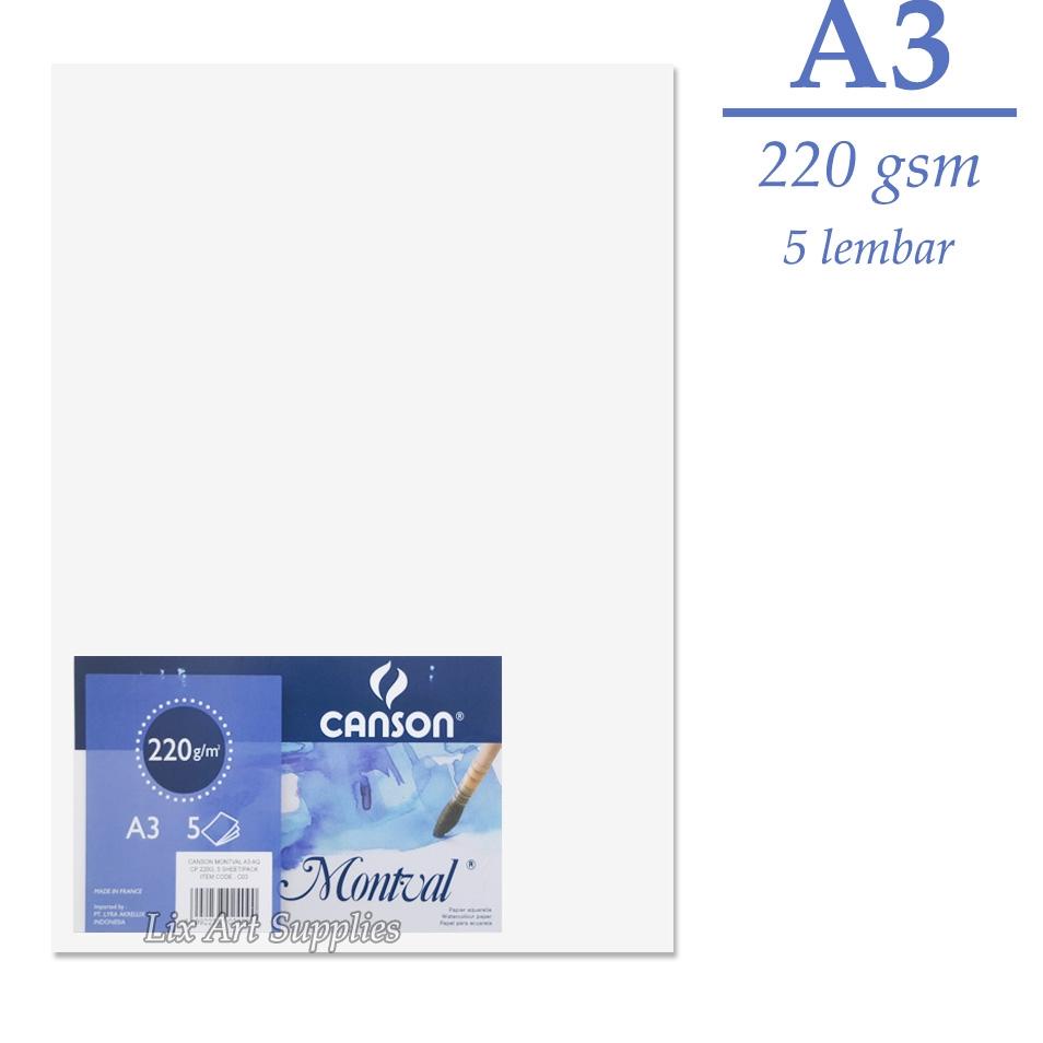 

[KODE PRODUK ZQDGT5255] Canson Montval Watercolor Paper A3 Cold Pressed - 220 gsm - 5 sheets