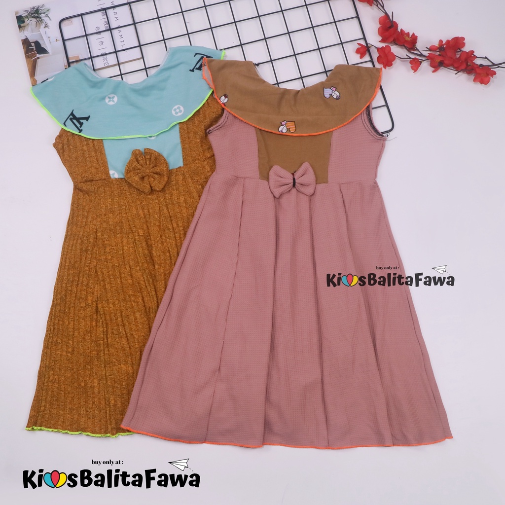 (IMPORT) Dress Knit Baby - 7 Tahun / Dres Anak Perempuan Kerah Bulat Baju Anak Perempuan Gaun Daily Polos Balita Bayi