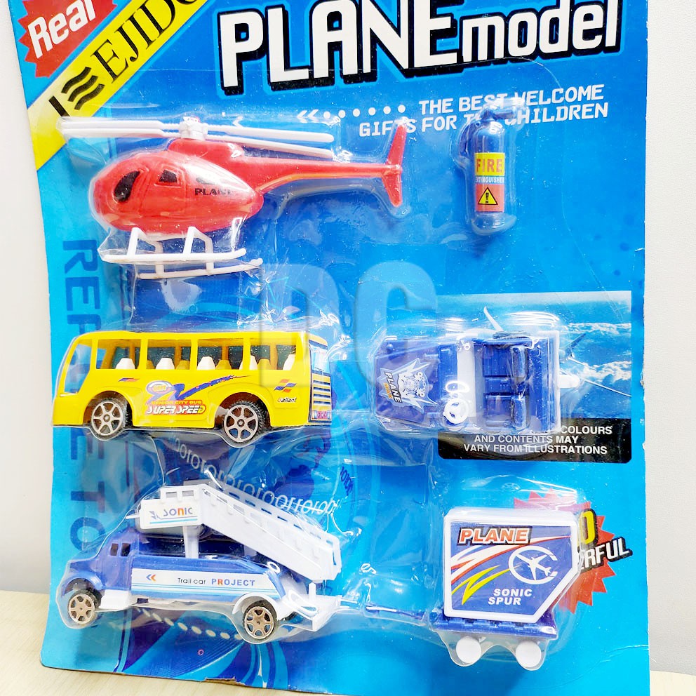 Plane Model 665E Mainan Helikopter Bus Mobil Mini