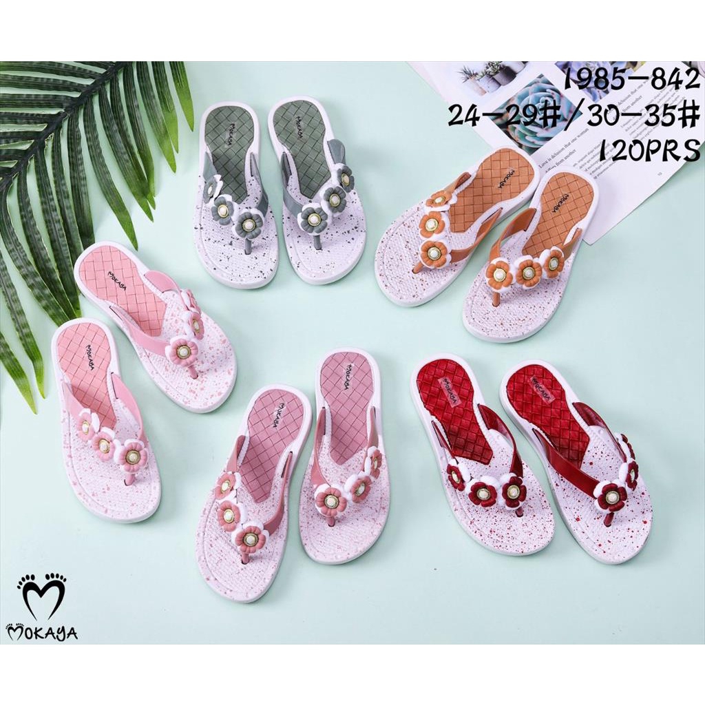 Sandal Jepit Jelly Anak Cewek 3 Bunga Mawar Sol Anyam Sembur Pretty Elegant Keren Import Mokaya / Size 24-29 (1985-842)