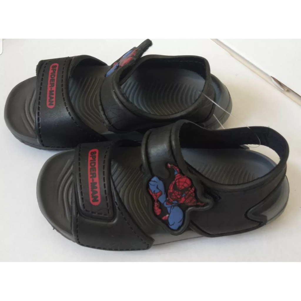 SANDAL ANAK LAKI LAKI SPIDERMAN FLAT SOFT NON LED USIA 1,5 sd 4 THN WARNA HITAM