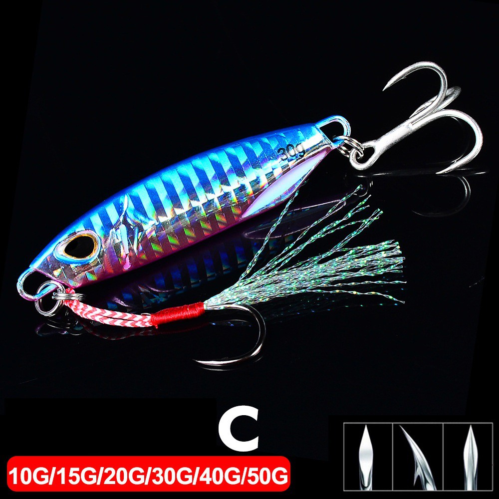 Shengyao 1Pcs Japan Duo 10g/15g/20g/30g/40g/50g Duo Laser Jigging Umpan Pancing Timbal 3D Mata Logam Jig Jigging Lambat/Trolling Logam Sendok Fishing Lure