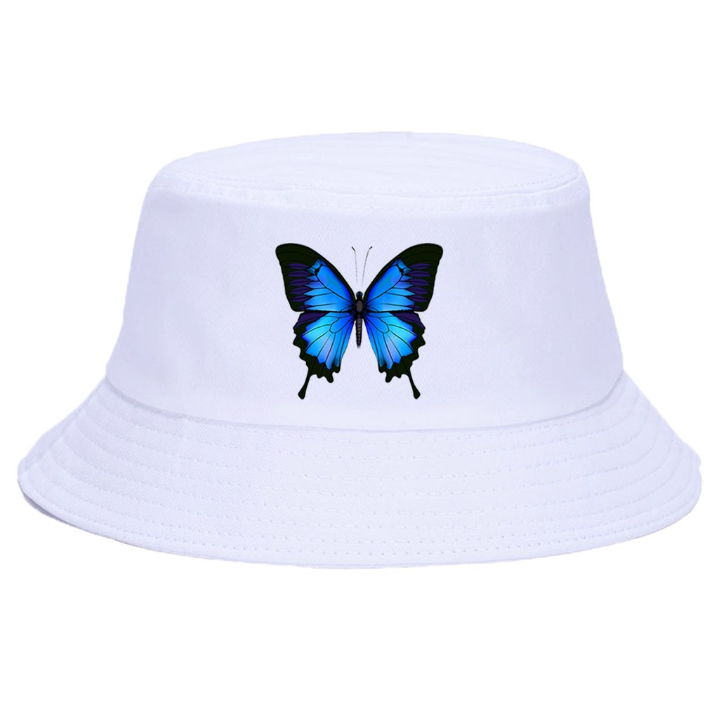 Butterfly Topi Bucket / Fisherman Pria / Wanita Desain Kupu-Kupu Gaya Jepang / Simple / Casual Untuk Pantai