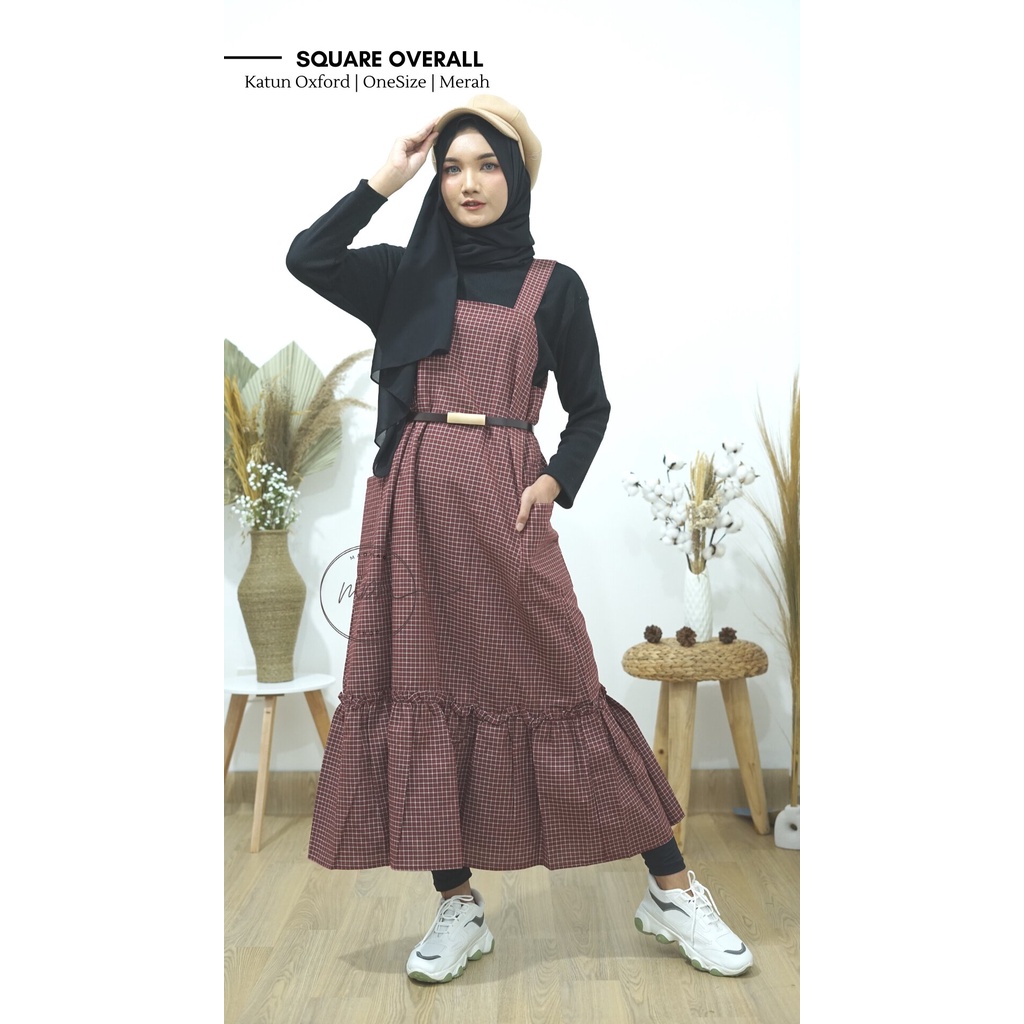 Square Overall / Overall Wanita Motif Kotak-kotak Bahan Katun Oxford Termurah 2021