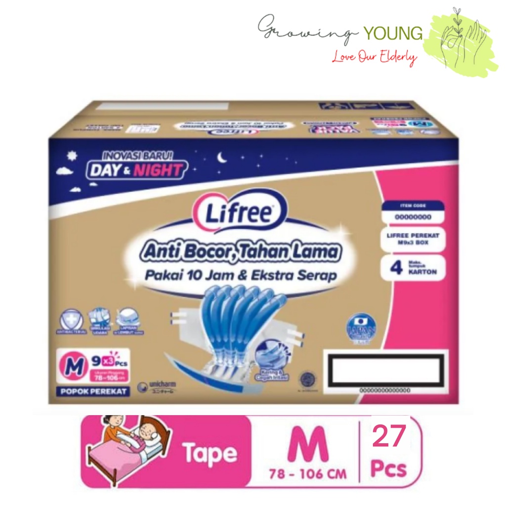 Lifree popok dewasa perekat ukuran M L XL