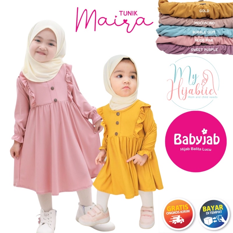 Babyjab Tunik Maira Gamis Anak Perempuan - Baby Jab Muslimah Anak Cewek Usia 0 1 2 3 4 5 6 Tahun