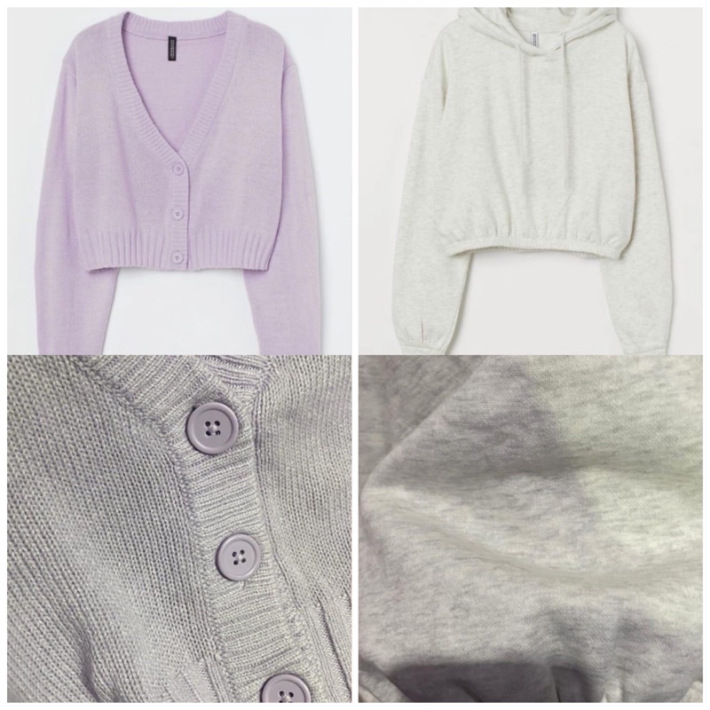 PRELOVED H*M LILAC CARDIGAN DAN CROP HOODIE