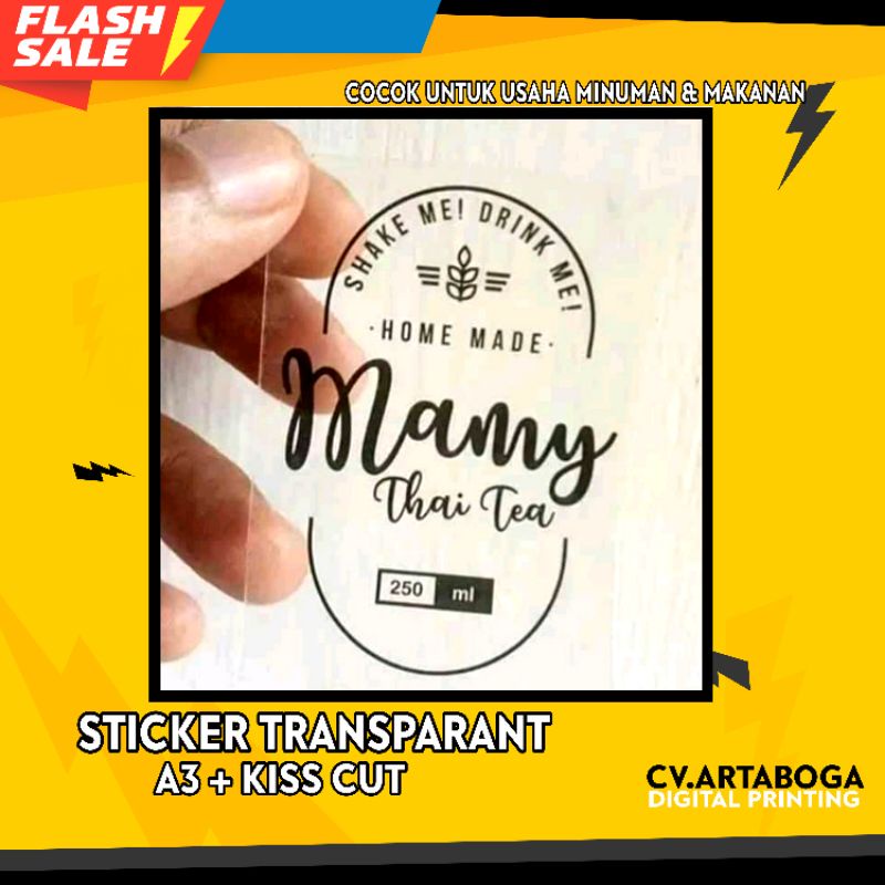 

[CETAK STIKER TRANSPARANT PREMIUM TERMURAH]COCOK UNTUK USAHA MINUMAN BOTOL MAKANAN DLL BAHAN PREMIUM