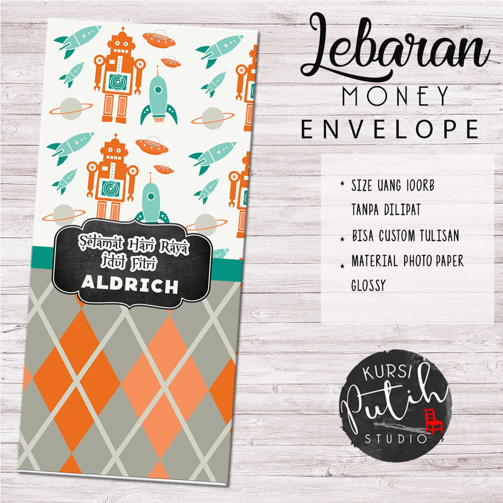 

Amplop Uang untuk Lebaran dan lain lain / Angpao motif robot bisa custom nama