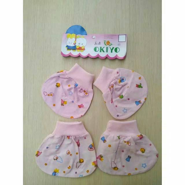 SARUNG TANGAN DAN KAKI BAYI OKIYO SABLON WARNA-SARUNG TANGAN BAYI OKIYO-SARUNG TANGAN BAYI MURAH