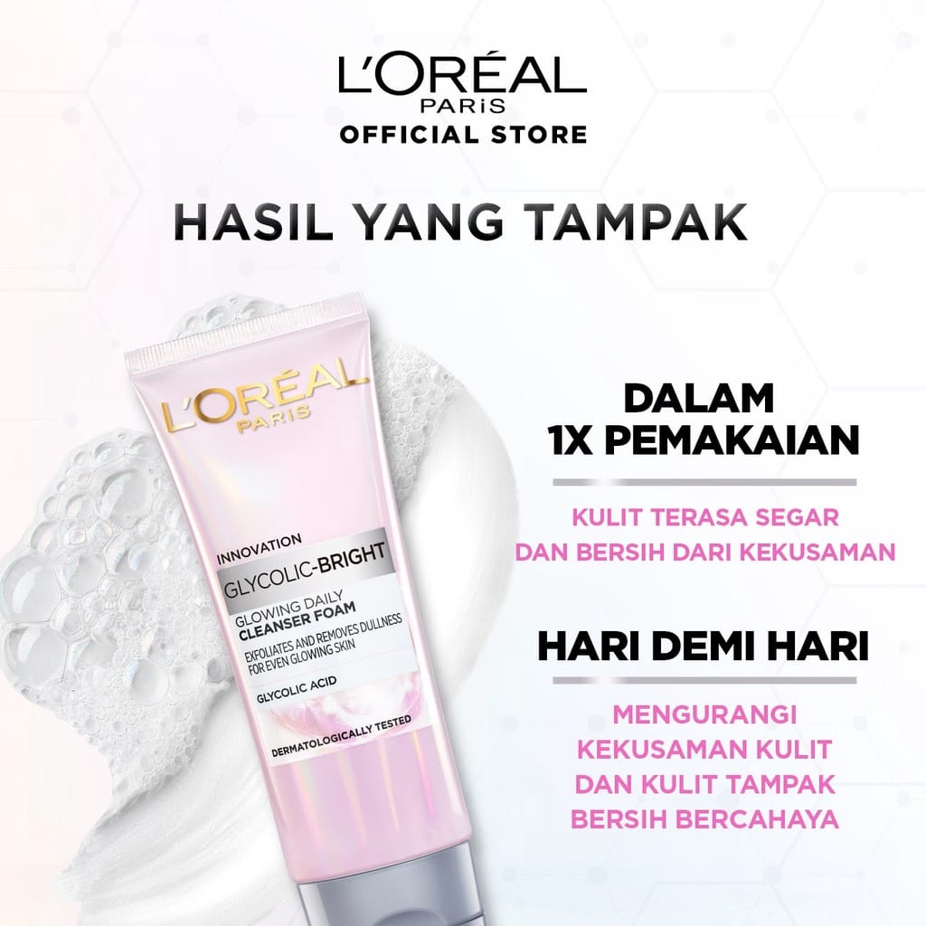 LOREAL CLEANSER FACIAL FOAM FACE SABUN CUCI WAJAH GLYCO GLOW BRIGHT