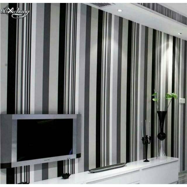 WALLPAPER STICKER GARIS HITAM PUTIH MOTIF BARU 45CM X 10 WALLPAPER STICKER GARIS HITAM PUTIH MOTIF BARU 45CM X 10