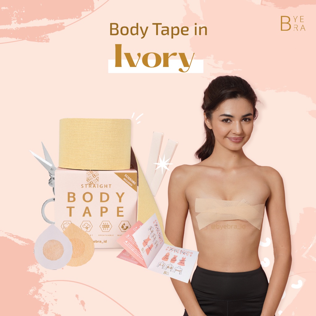 Bye Bra BODY TAPE Free NIPPLE COVER & FASHION TAPE / Pengganti BRA - ByeBra-Ivory
